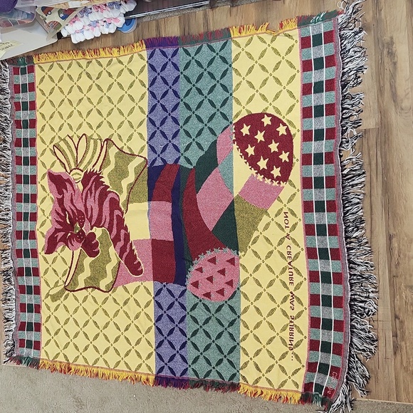 NOT A CREATURE WAS STIRRING Cat in Christmas Stocking Woven Blanket Throw - Picture 6 of 9